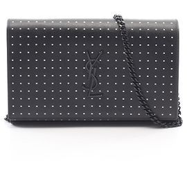 Autre Marque Borsa a tracolla Saint Laurent in pelle nera monogramma a pois