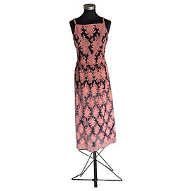 Burberry London England Guipure-Spitze Maxi-Kleid Navy & Dusty Pink