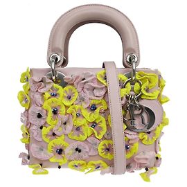 Christian Dior Lady Dior Flower Charm Embellished Leather Mini