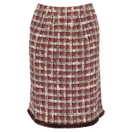 Chanel Rock aus gemischtem Bouclé mit Karomuster Dunkelrot