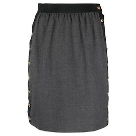 Falda línea A Chanel de lana gris