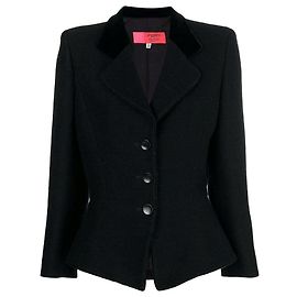 Giacca Emanuel Ungaro in lana nera con colletto in velluto