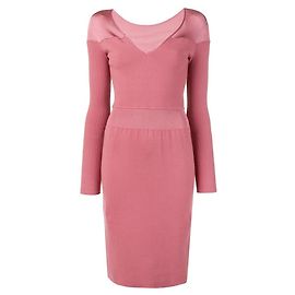 Alaïa Midi Kleid aus Wolle Rosa