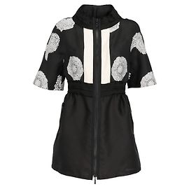 Vestido Moncler de seda blanco y negro con bordados florales