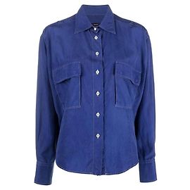 Camisa Gucci de seda azul años 90