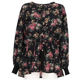 Blusa Emanuel Ungaro de lana negra con estampado floral