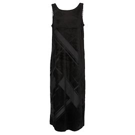 DKNY Ärmelloses langes Kleid aus schwarzem Samt und Mesh