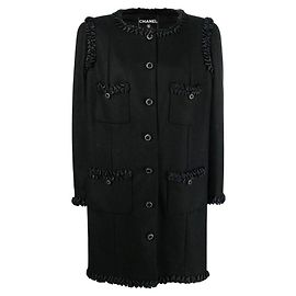 Chanel Black Wool Blend Coat