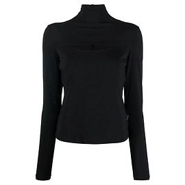 Versace Schwarzes Rollkragen Top mit Cut-Out