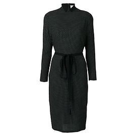 Versace Black Wool Polka Dot Dress