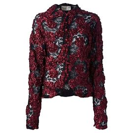 Krizia Spitzenstrickjacke Schwarz 90er Jahre