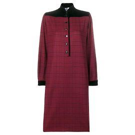 Abito Emanuel Ungaro in lana bordeaux a quadri neri