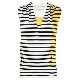 Top sin mangas Balenciaga de punto de algodón a rayas blanco y negro