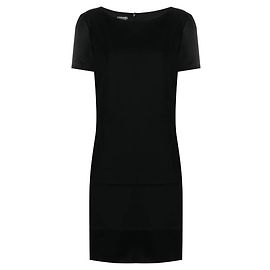 Chanel Kleid aus Wolle und Seide mit kurzen Ärmeln Schwarz