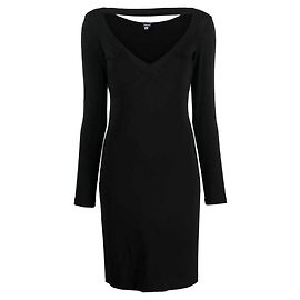 Vestido Versace de acetato preto de manga comprida