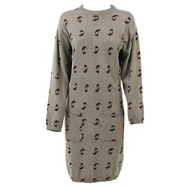 Vestido Krizia de lana estampado paisley gris
