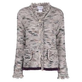Cárdigan Chanel de lana bouclé gris