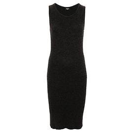 Chanel Ärmelloses Midi Strickkleid aus Wolle Grau