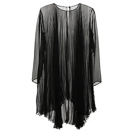 Chanel Black Pleated Silk Blouse