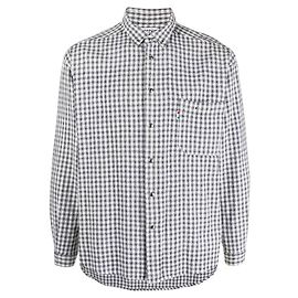 Camisa Moschino de Franela de Algodón a Cuadros Blanco y Negro