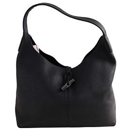 Borsa a tracolla Longchamp Roseau in pelle nera