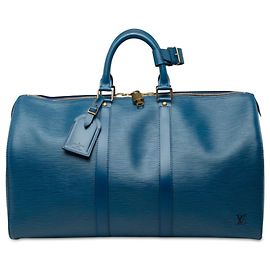 Borsa da viaggio Louis Vuitton Epi Keepall 45 Blu
