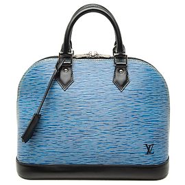 Borsa a mano Louis Vuitton Alma PM in pelle Epi Denim blu