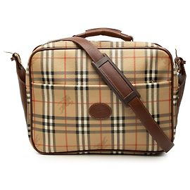 Bolsa Satchel Burberry Haymarket Check em lona revestida bege