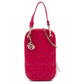 Autre Marque Borsa a mano Lady Dior Call in Phone Holder in pelle d'agnello Cannage rossa Dior