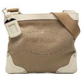 Prada Canvas Canapa Logo Crossbody beige