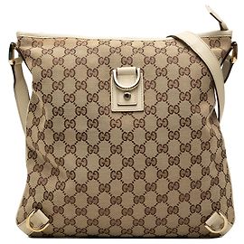 Borsa a tracolla Gucci GG Canvas Abbey D Ring bianca