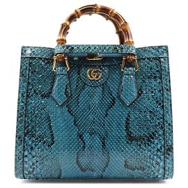 Bolso Gucci Bamboo 1947 en cuero de pitón azul