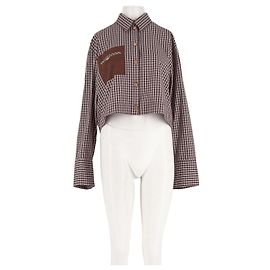 Autre Marque Camisa TRESSÉ de algodão castanha