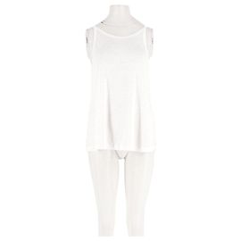 Autre Marque Camiseta de tirantes de lino blanca