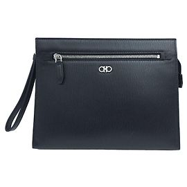 Salvatore Ferragamo Clutch con tracolla per mano Gancini Nero