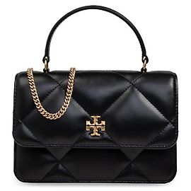 Tory Burch Bolso bandolera cartera mini con asa superior y acolchado de diamantes Negro