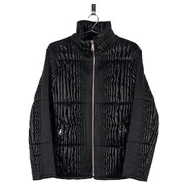Prada AW08 Wellen-Raffung Kunstleder-Puffermantel