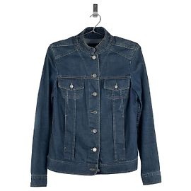 Dunkelblaue Denim-Truckerjacke mit Epauletten von Gucci by Tom Ford SS02