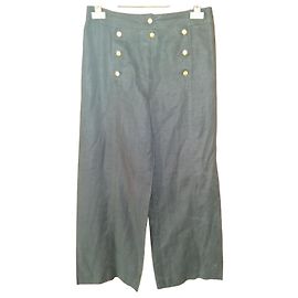 Pantaloni larghi Miss Torrente in lino nero