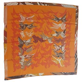 Carré Hermès Cocotte de soie - Orange Origami