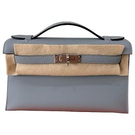Hermès Kelly Sellier Bolso de cuero gris