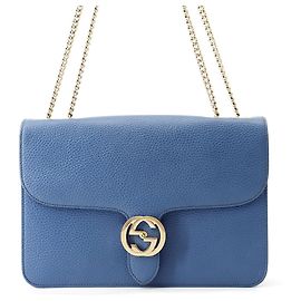 Borsa a tracolla con catena Gucci in nero e blu