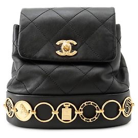 Chanel Matelassé Rucksack aus schwarzem Leder