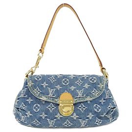 Borsa a spalla Mini Pleaty in denim Monogram Louis Vuitton