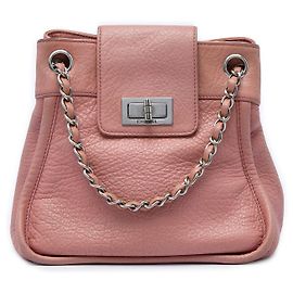 Borsa a tracolla Chanel Reissue 2.55 Mademoiselle Accordion in vitello granulato rosa