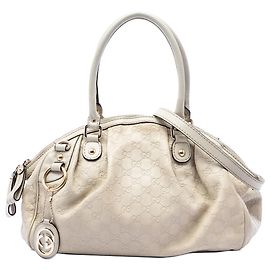 Borsa Satchel Gucci White Guccissima Sukey