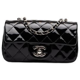 Chanel Black Extra Mini Rectangular Classic Patent Single Flap