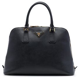 Prada Black Medium Saffiano Lux Promenade Satchel Handtasche