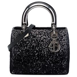 Autre Marque Dior Black Medium Fabric Lame Lady Dior