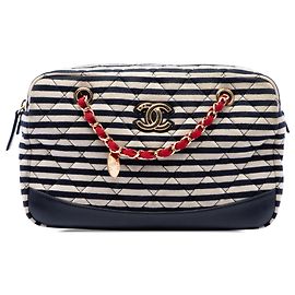 Chanel Coco Sailor Camera Bag aus schwarzem gestepptem Jersey und Lammleder